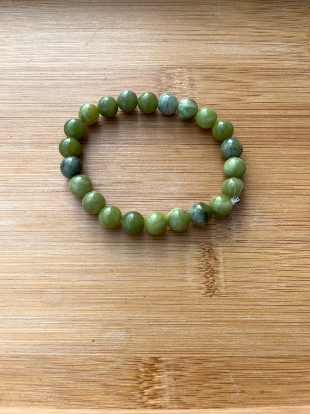 Green Beaded Stretch Bracelet - Natural Stone 6.5 inches handmade by Jayglam7 - Picture 7 of 10